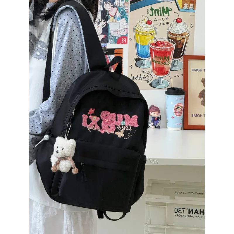 Embroidered College Backpack for Girls – Lightweight & Waterproof Embroidered Backpack Nixie