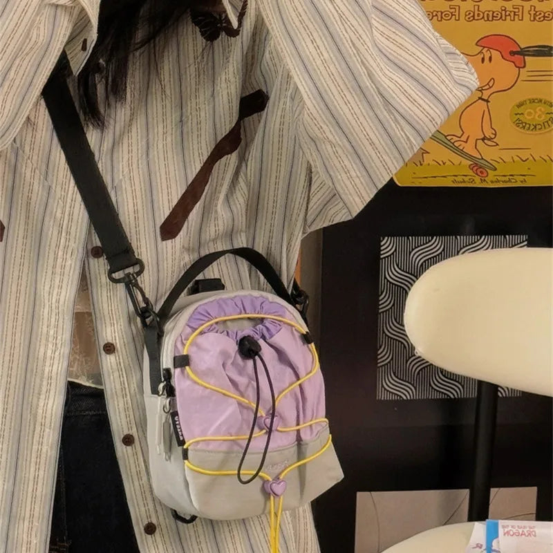 Nixie Color-Block Crossbody Bucket Bag – Waterproof Nylon Crossbody Bucket Bag Nixie