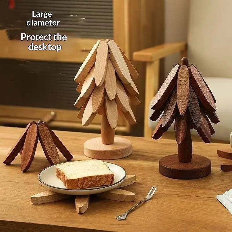 Foldable Bamboo Tree Trivet | Heat Resistant Non-Slip Kitchen Mat Kitchen Trivet Nixie