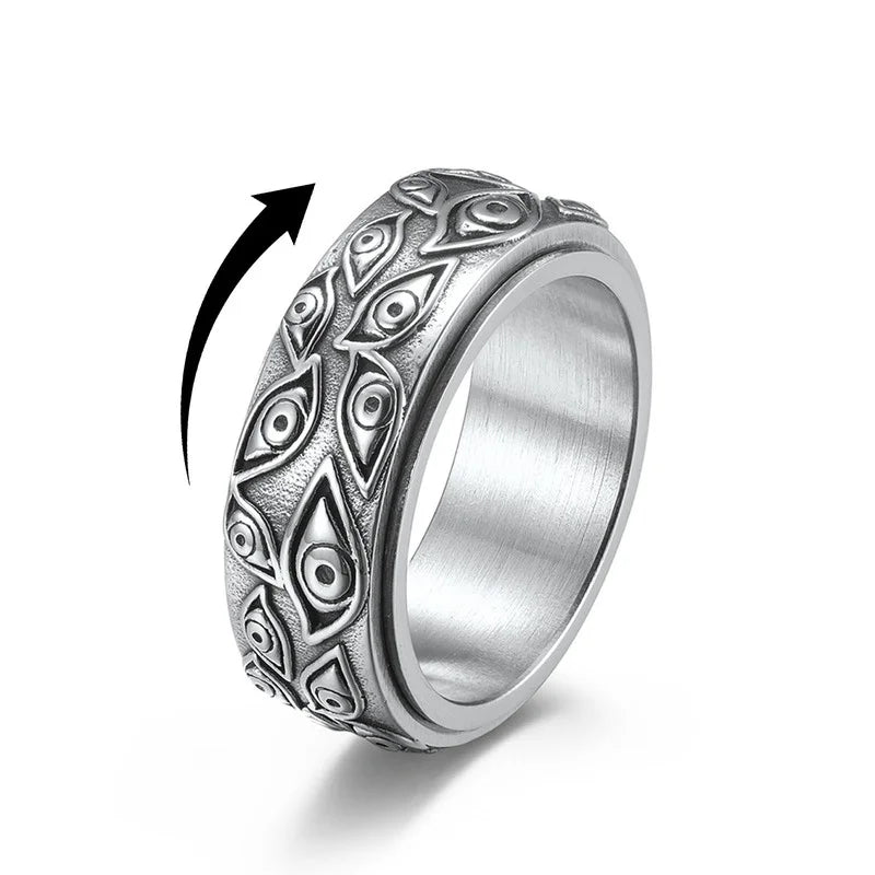 Stainless Steel Spinner Fidget Ring – Punk Skull Star Unisex Spinner Fidget Ring Nixie