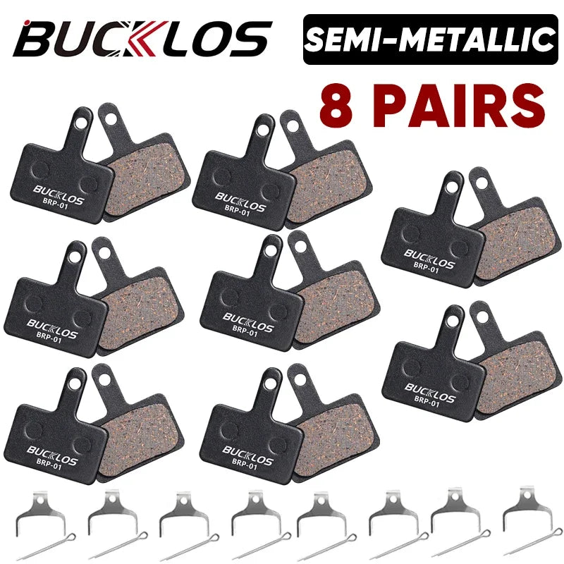 BUCKLOS Semi-Metal Disc Brake Pads for Shimano B01S B05S MTB Disc Brake Pads Nixie Semi-Metal 8Pairs