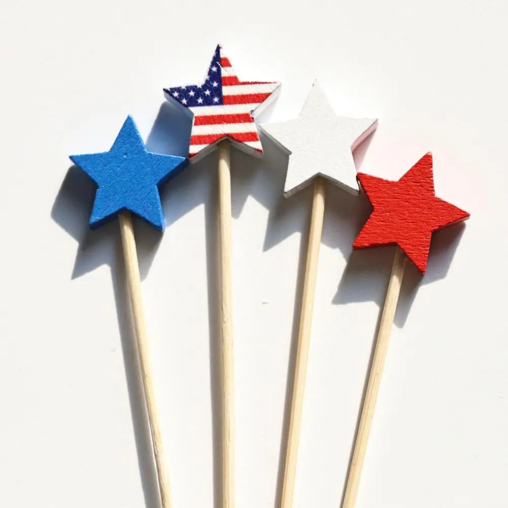 100pcs Bamboo Cocktail Picks – 4th of July Star Skewers Bamboo Cocktail Picks Nixie