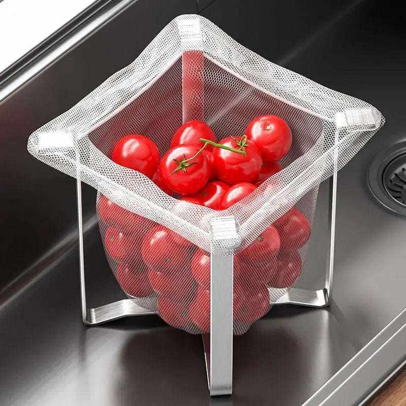 Foldable Stainless Steel Trash Bag Holder – Kitchen & Garage Trash Bag Holder Nixie