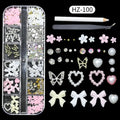 3D Flower Nail Charms Set – Acrylic Blossom Rhinestones DIY