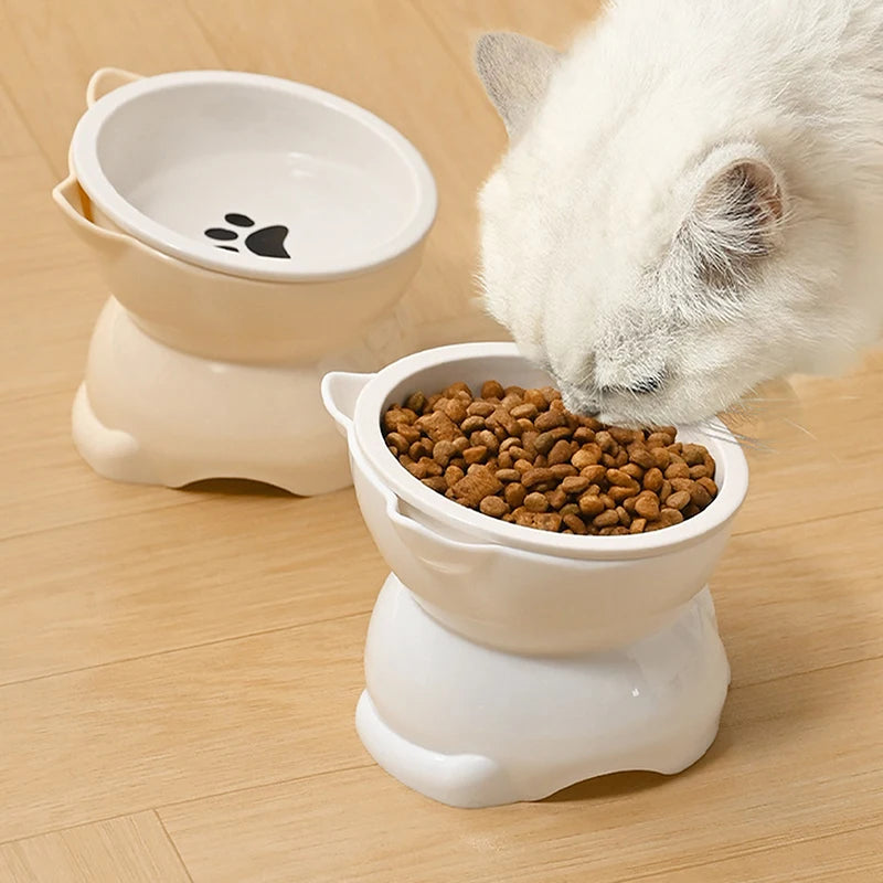 Ceramic Elevated Tilted Pet Bowl – Non-Slip Cat & Dog Dish Elevated Pet Bowl Nixie