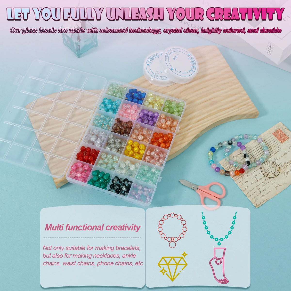 Glass Beads Bracelet Making Kit – DIY Jewelry Craft Set Beading Craft Kit Nixie
