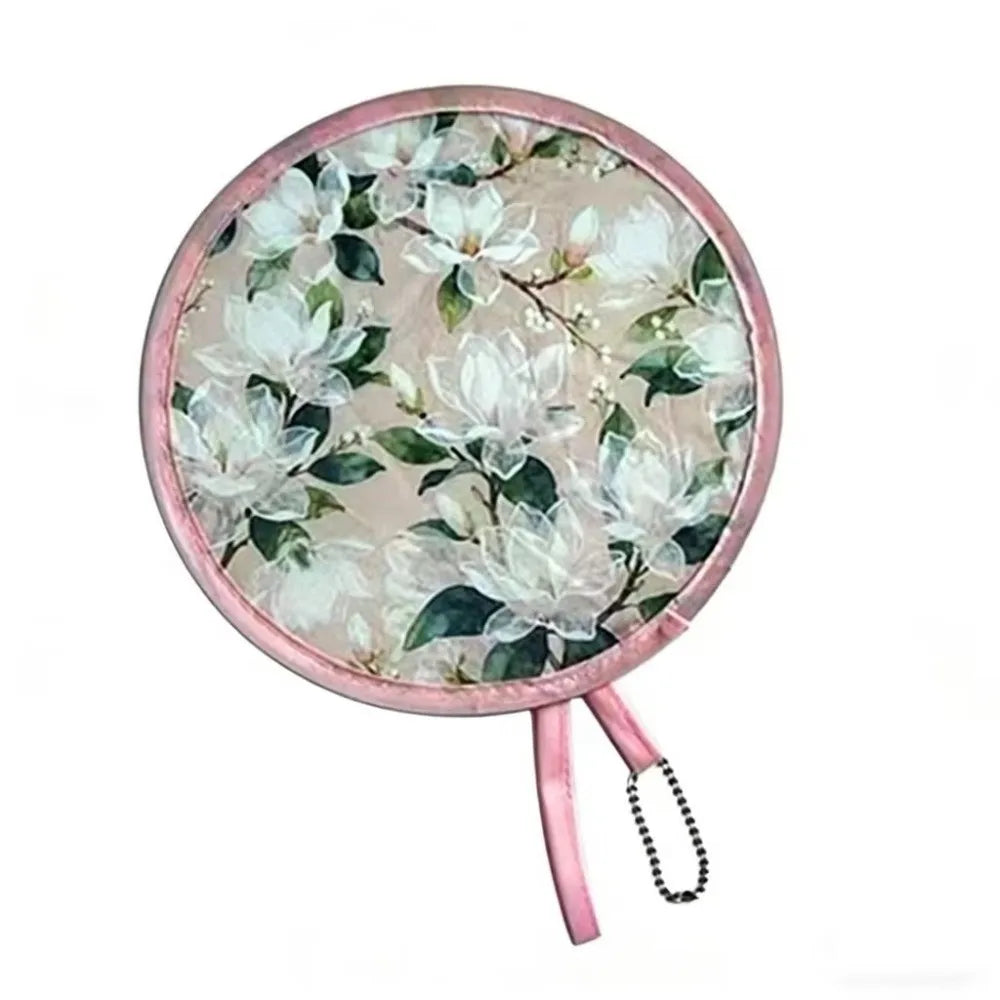 Round Foldable Handheld Fan with Storage Bag – 8 Styles