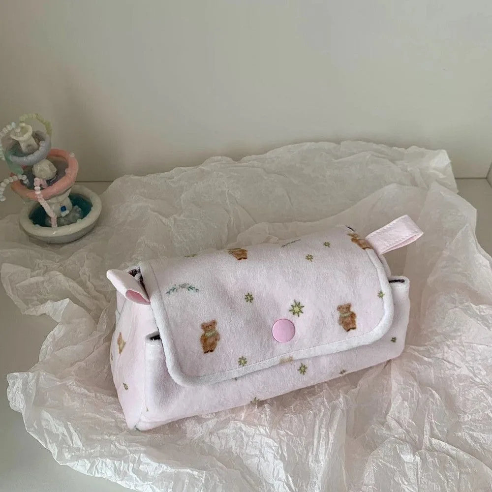 Korean Bear & Rabbit Pencil Case – Large Capacity Stationery Bag Pencil Case Nixie Little bear