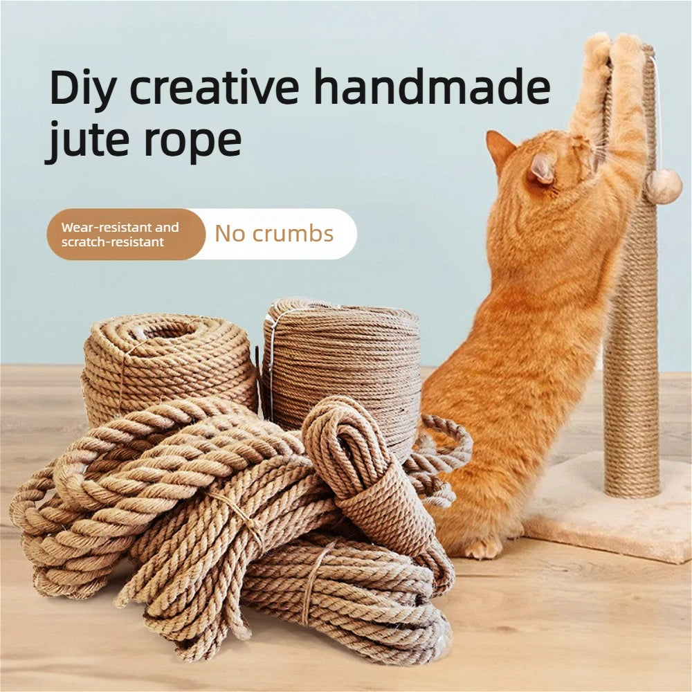 Natural Jute Cat Scratcher Rope 10M | DIY Scratch Post Twine Cat Scratcher Rope Nixie
