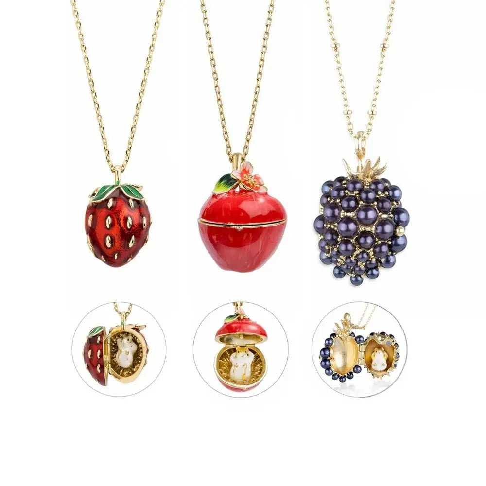 Opening Easter Egg Pendant Necklace – Fruit & Animal Designs Pendant Necklace Nixie