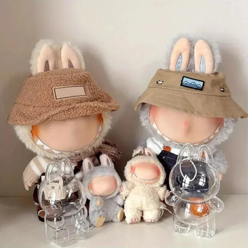 Labubu Doll Acrylic Display Case 6.3" with Keychain Doll Display Case Nixie