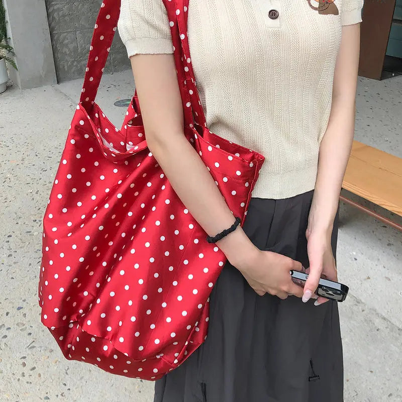 Nixie Retro Polka Dot Tote Bag – Large Women's Shoulder Bag Women's Tote Bag Nixie