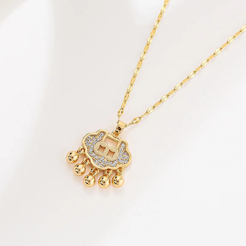 Lucky Longevity Copper & Zircon Pendant Necklace for Women Pendant Necklace Nixie