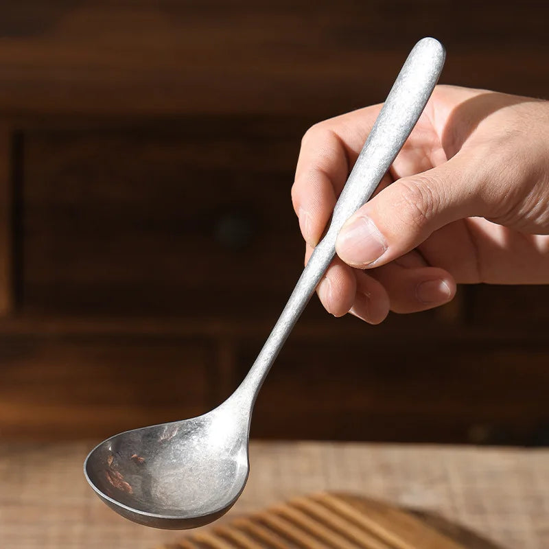 Vintage Industrial 304 Stainless Steel Soup & Rice Spoon Stainless Steel Spoon Nixie