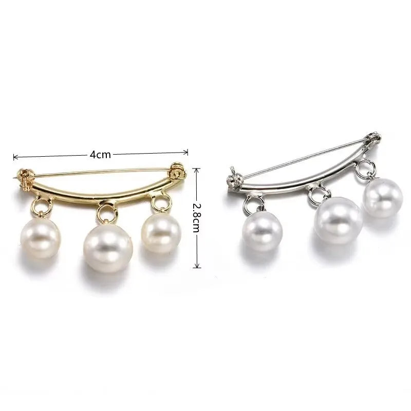 Pearl Pendant Brooch Unisex Corsage Pin – Gold & Silver Fashion Brooch Pin Nixie