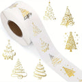500pcs Gold Foil Christmas Tree Stickers – Clear Vinyl Decals Holiday Craft Stickers Nixie black 2.5CM