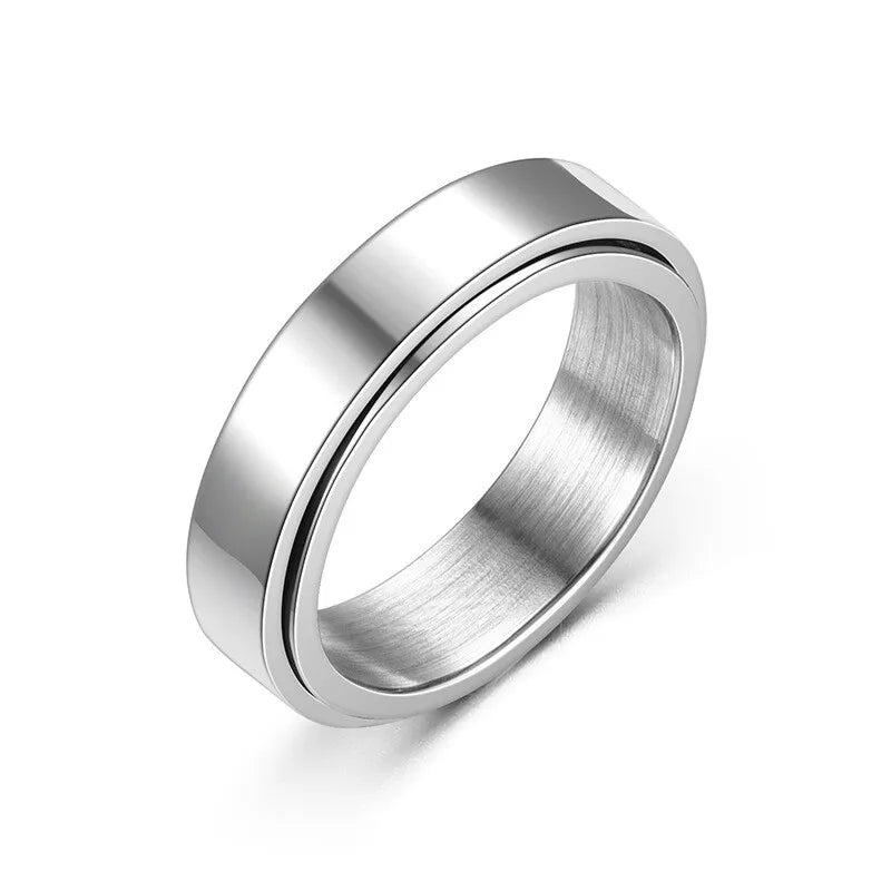 6mm Stainless Steel Spinner Ring for Men & Women | Sizes 6-10 Spinner Ring Nixie 7 BJZ-12-silver-