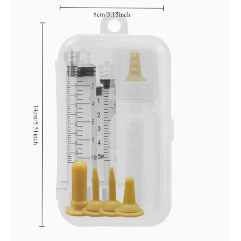 Newborn Kitten & Puppy Feeding Set – Bottles & Syringes Pet Nursing Kit Nixie Yellow