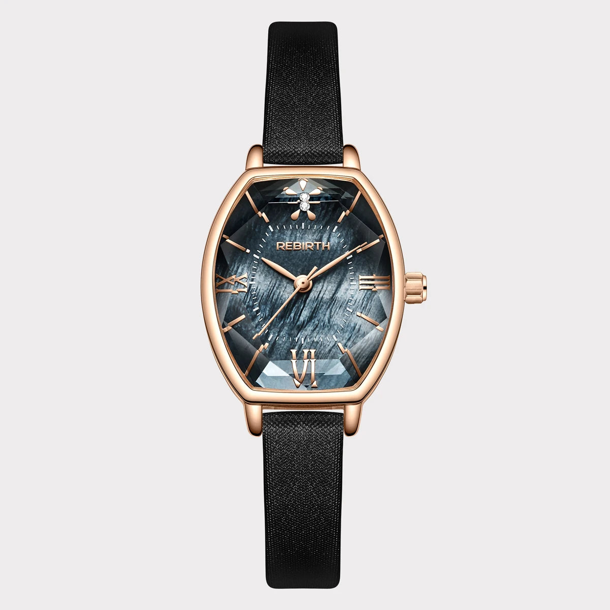 REBIRTH Women's Retro Leather Quartz Watch | Numberless Dial Women's Quartz Watch Nixie black