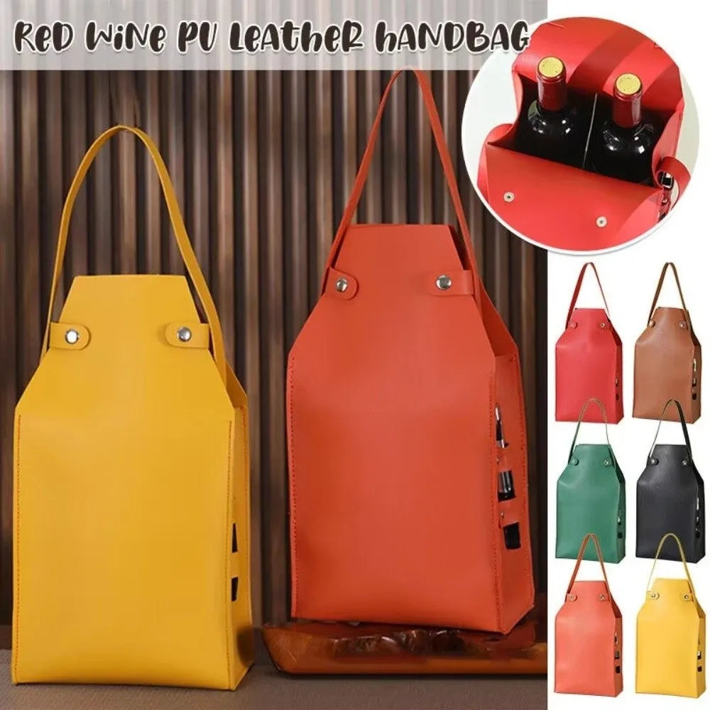Luxury PU Leather Wine Bag – 2-Bottle Portable Gift Carrier Wine Bottle Bag Nixie