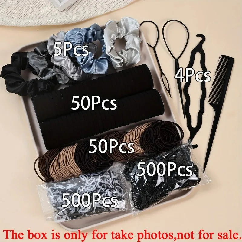 1109-Pc Women's Hair Accessories – Scrunchies, Bands & Headbands Hair Accessories Set Nixie 2-black gray 1109 Pieces