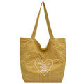 Korean Polka Dot Canvas Tote Bag – Large Shoulder Handbag Canvas Tote Bag Nixie BB-1478YELLOW