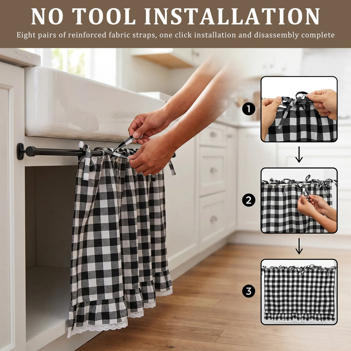 Checkered Farmhouse Oven Skirt Curtain | Kitchen Decor Kitchen Skirt Curtain Nixie