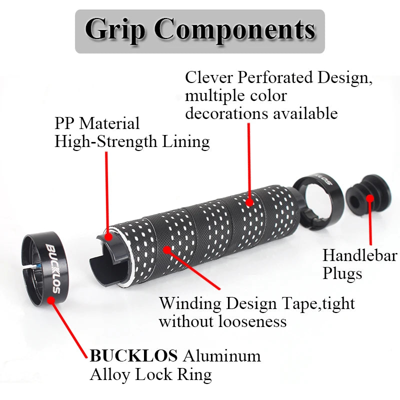 BUCKLOS MTB Bike Handlebar Grips – Aluminum Double Lock-On Bike Handlebar Grips Nixie