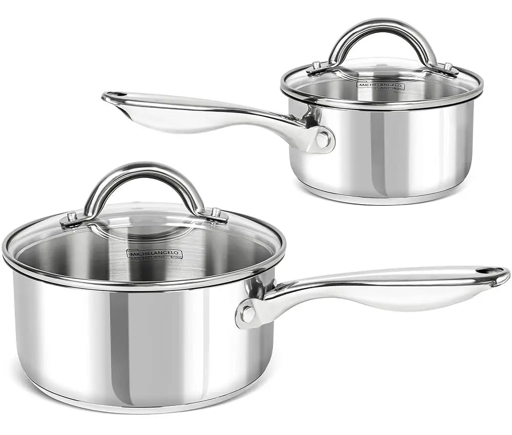 MICHELANGELO 304 Stainless Steel Soup Pot Set – All Stoves Soup Pot Set Nixie 1QT 2QT Set