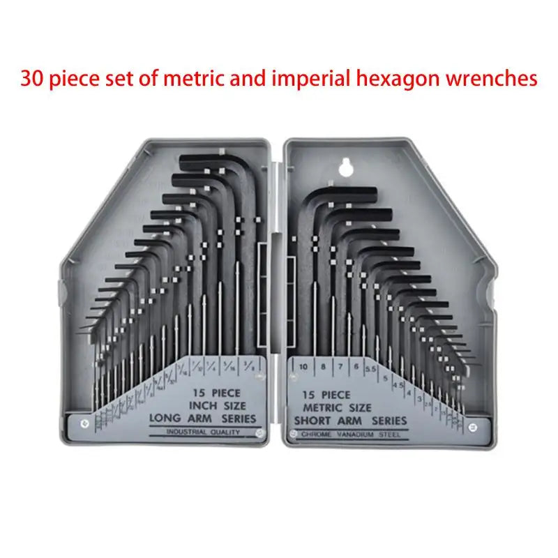 30-Pc S2 Steel Hex Key Allen Wrench Set – SAE & Metric Hex Key Wrench Set Nixie A