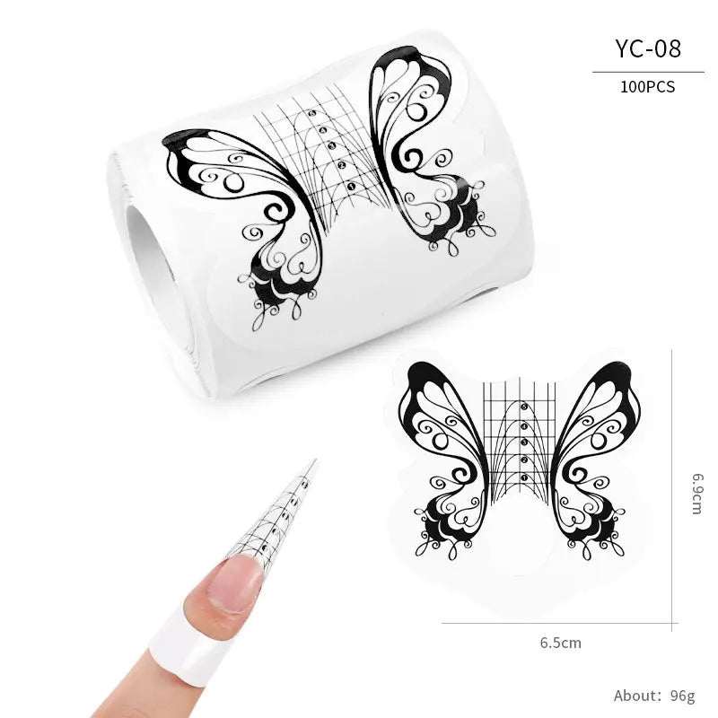 100PCS Nail Form Stickers – Acrylic & Gel Extension Manicure Kit Nail Extension Forms Nixie YC08-100PCS