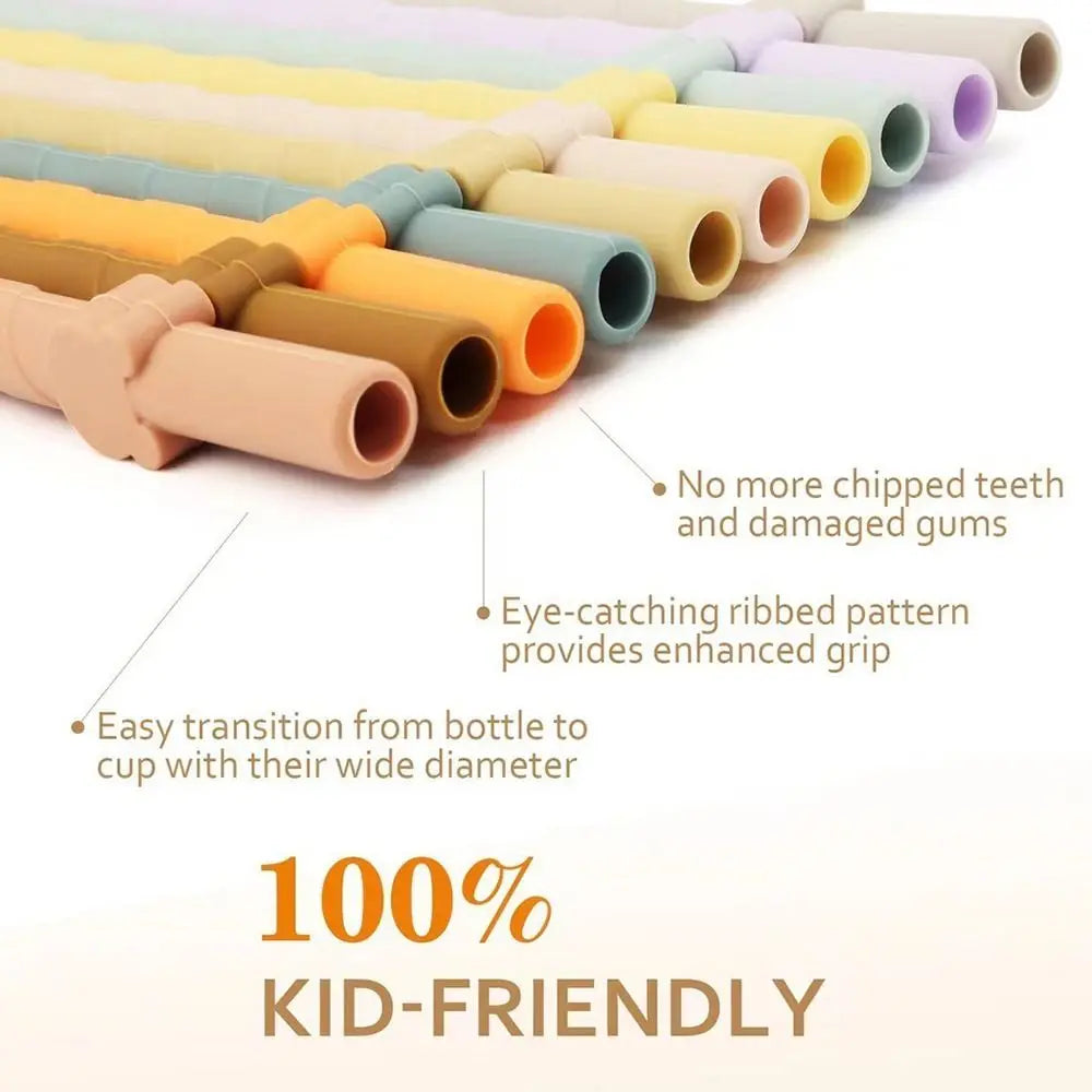 4-Pack Kids Food Grade Silicone Reusable Straws – Colorful Reusable Silicone Straws Nixie