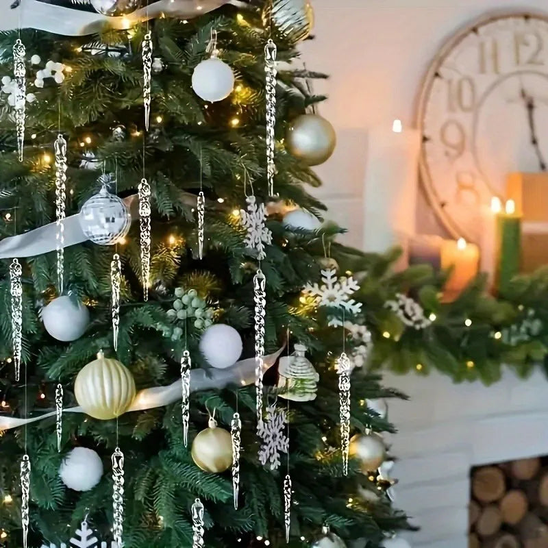 24Pcs Clear Acrylic Icicle Christmas Tree Ornaments | 4 Styles Christmas Tree Ornaments Nixie