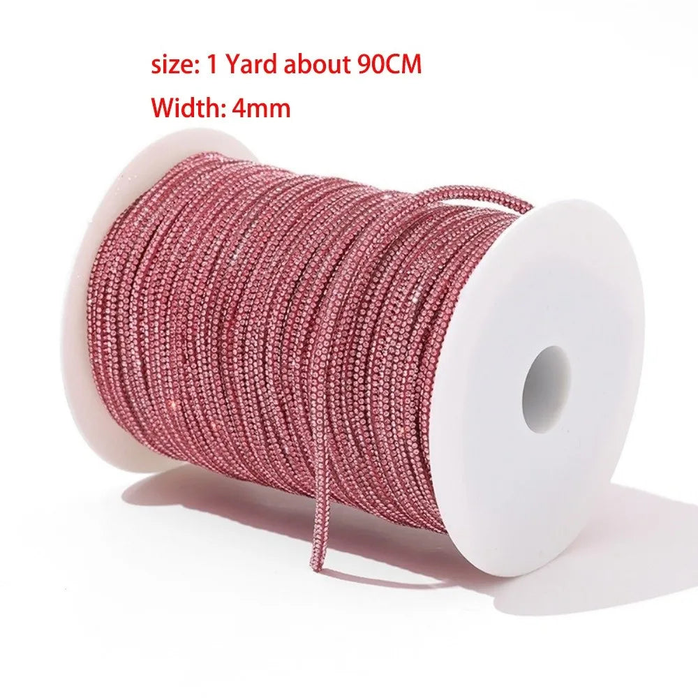 4mm Crystal Rhinestone Cord 1 Yard – Sparkle DIY Trim Decoration Rhinestone Trim Cord Nixie