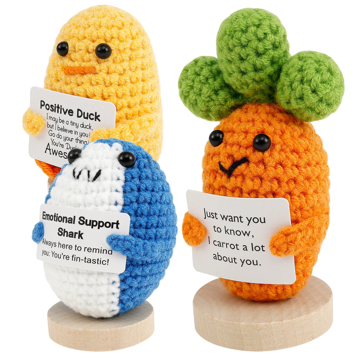 Handmade Crochet Animal Dolls Set with Motivational Cards & Bases Crochet Animal Dolls Nixie 3