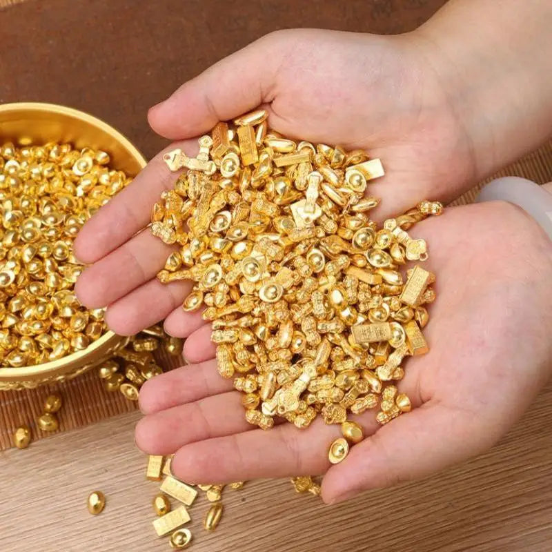 100PCS Mini Gold Ingot Lucky Charms – DIY Craft & Feng Shui Decor DIY Craft Charms Nixie