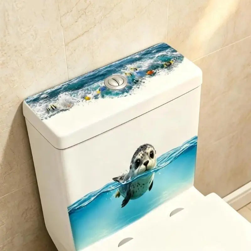 Sea Seal Toilet Tank Sticker – Waterproof Ocean Bathroom Decal Bathroom Decor Sticker Nixie