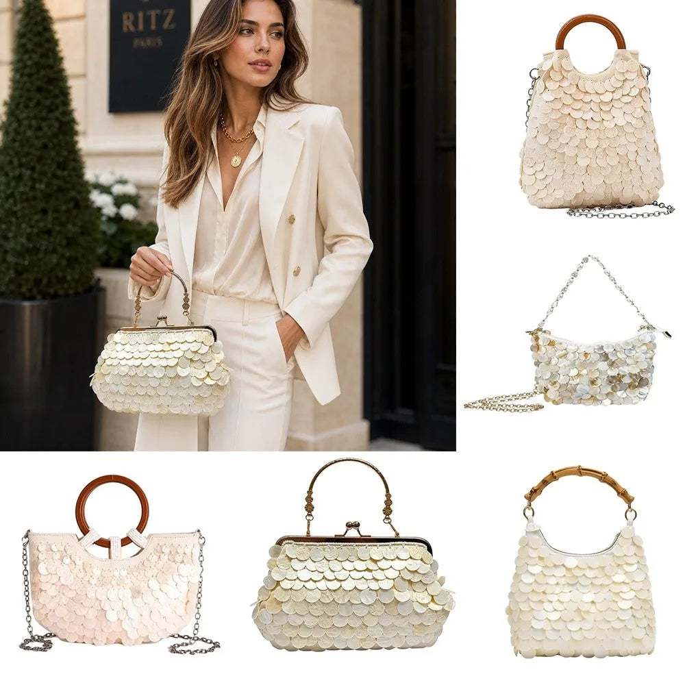 Woven Seashell Crossbody Bag | Beaded Mermaid Style Purse Crossbody Shoulder Bag Nixie