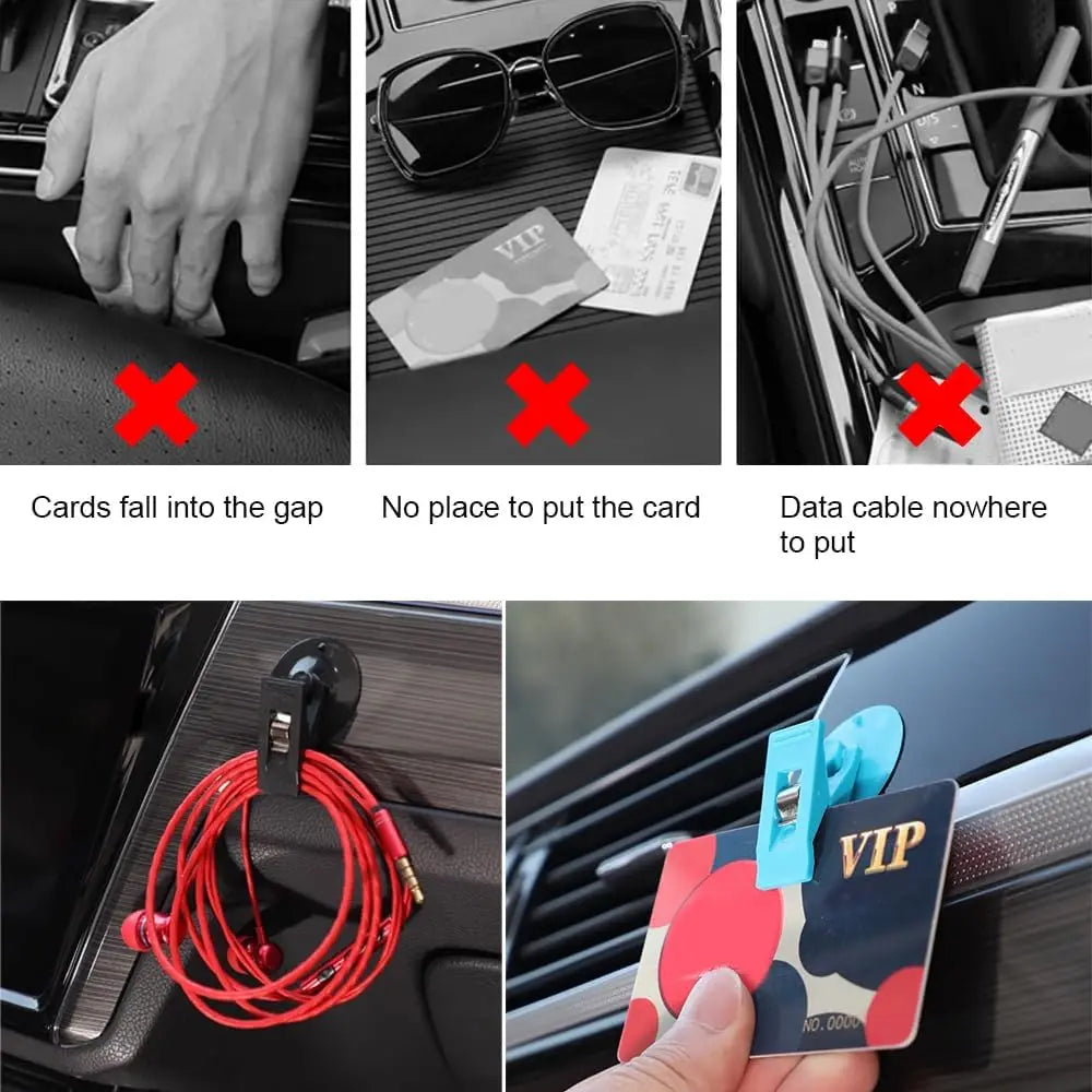 4pcs Car Suction Cup Clips – Sunshade, Card & Glasses Holder Car Suction Cup Clip Nixie