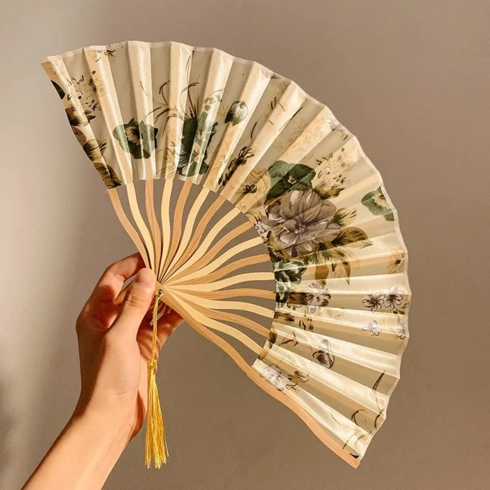 Vintage Chinese Japanese Folding Fan – Colorful Silk & Plastic