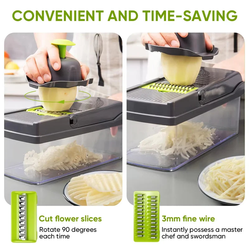 16-Piece Vegetable Chopper Slicer Dicer & Grater Kitchen Set Vegetable Chopper Set Nixie