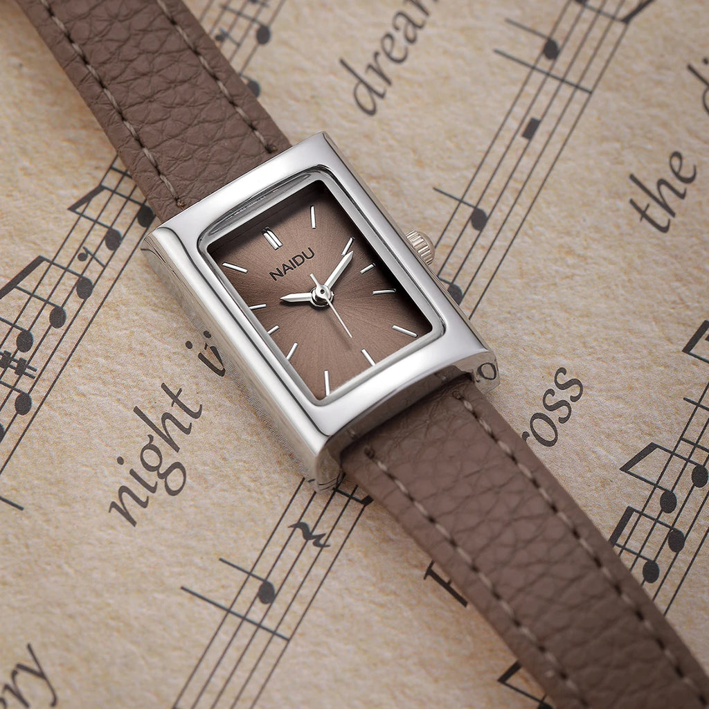 Women's Retro Rectangular Quartz Watch | Leather Band Women's Quartz Watch Nixie