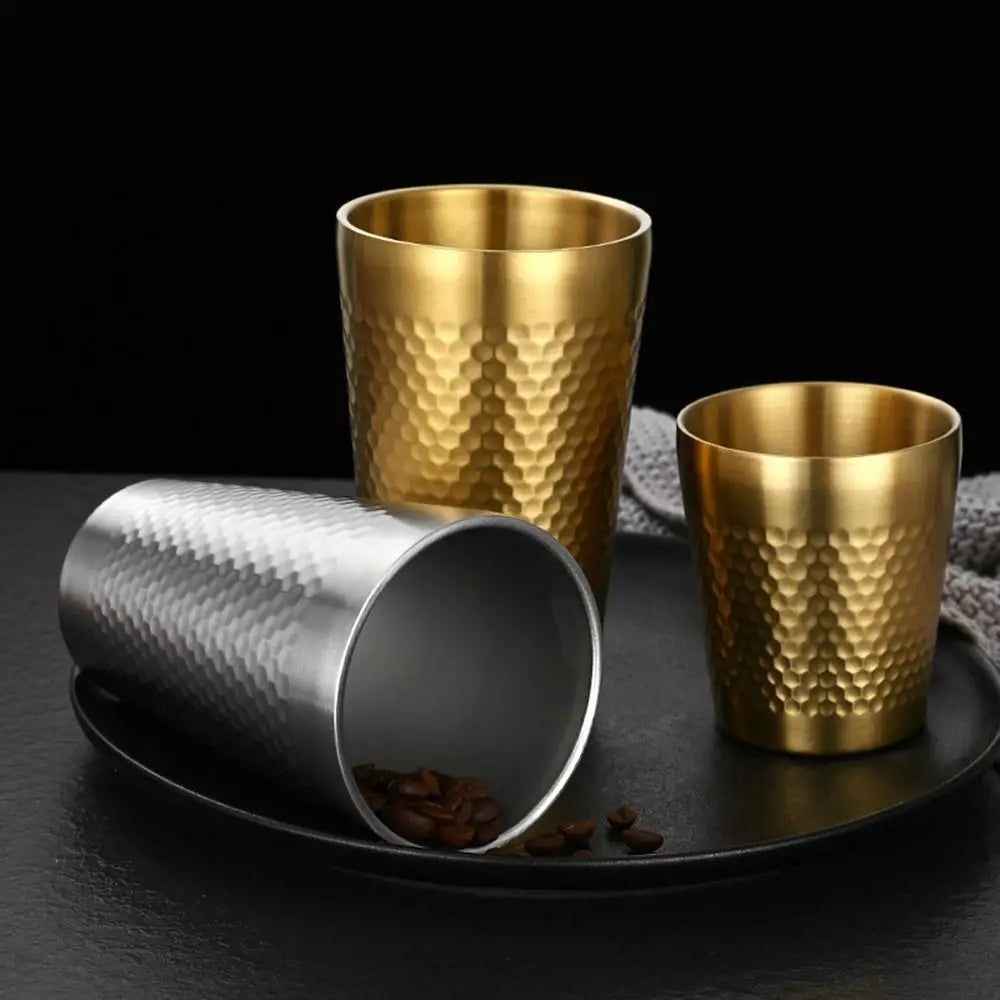 Double-Wall Stainless Steel Beer Cups – Hammered Texture Mugs Insulated Beer Mug Nixie