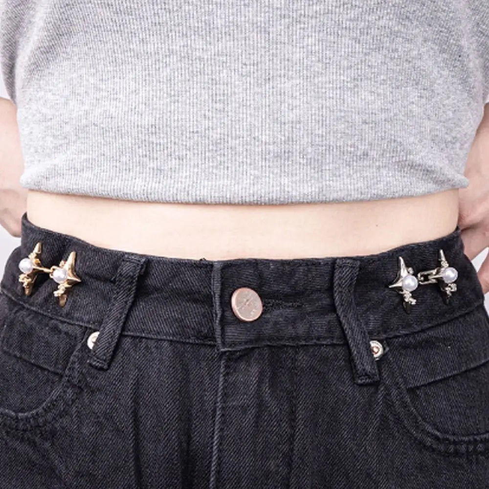 Pearl Waist Cinch Buckle – No-Sew Adjustable Jean Button Waist Adjuster Buckle Nixie