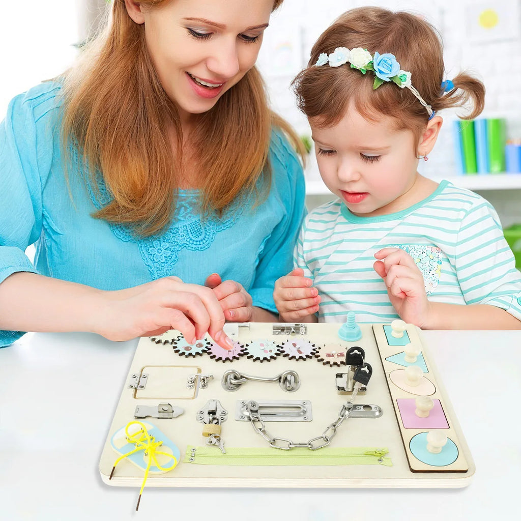 Montessori Busy Board Wooden Sensory Toy for Toddlers 1-3Y Montessori Busy Board Nixie