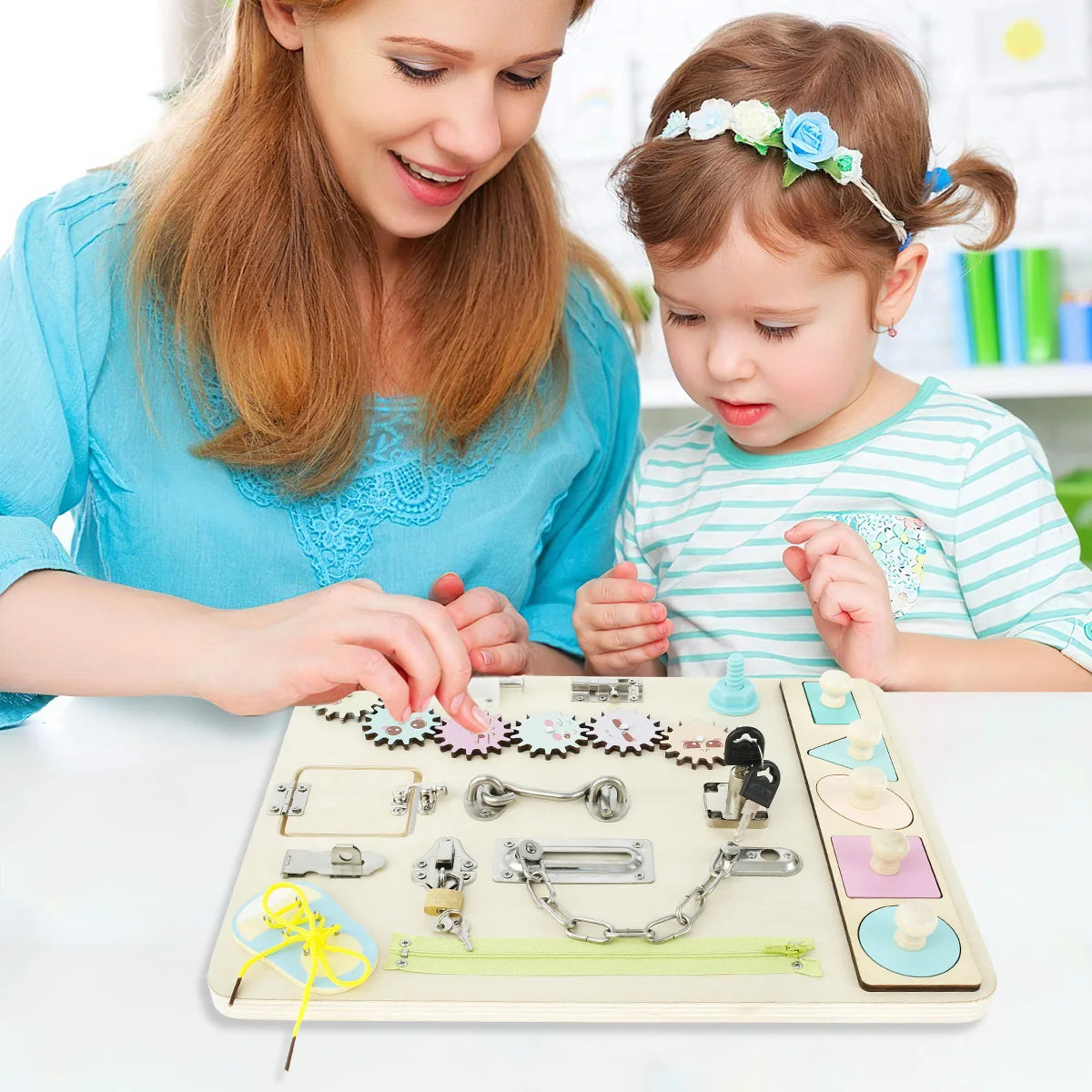 Montessori Busy Board Wooden Sensory Toy for Toddlers 1-3Y Montessori Busy Board Nixie