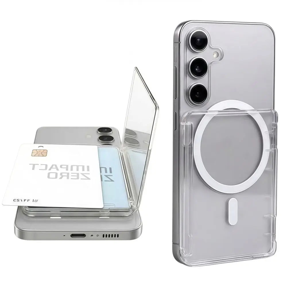 MagSafe Card Sleeve – Transparent 2-Slot Magnetic Wallet Stand Magnetic Card Wallet Nixie