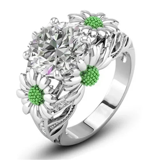 Women's Daisy Charm Silver-Plated Ring | Sizes 6–10