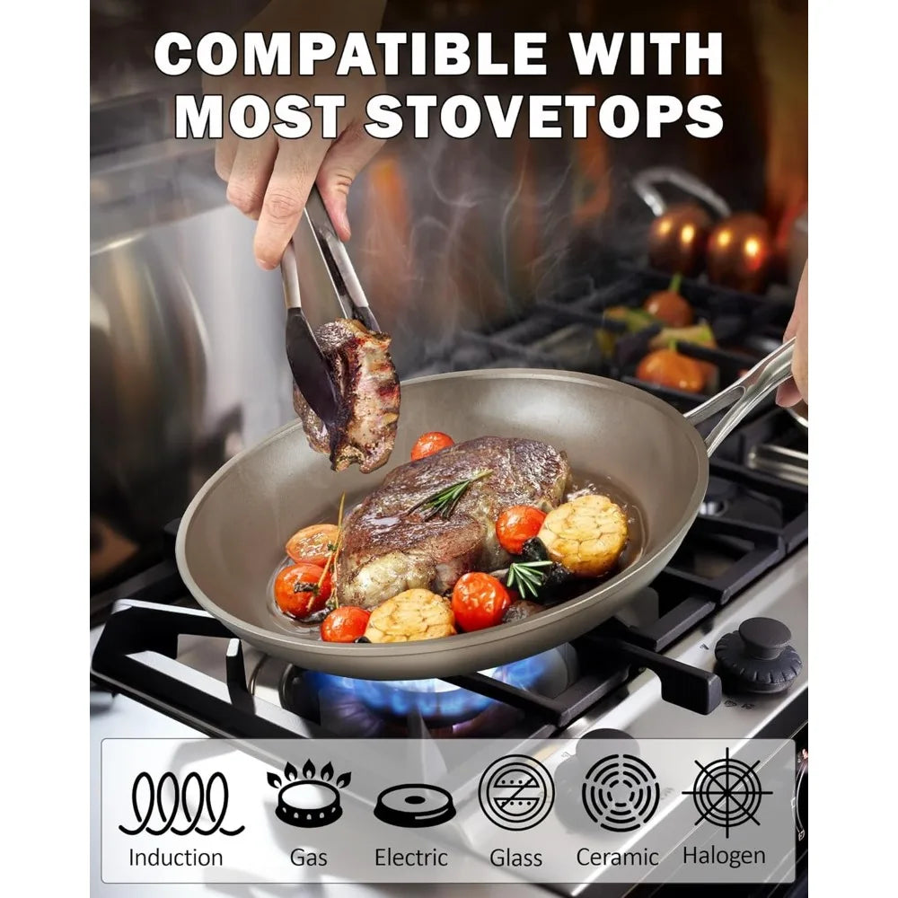 FEB.WIND 11-Inch Titanium Nonstick Skillet | Gas & Induction Nonstick Frying Pan Nixie
