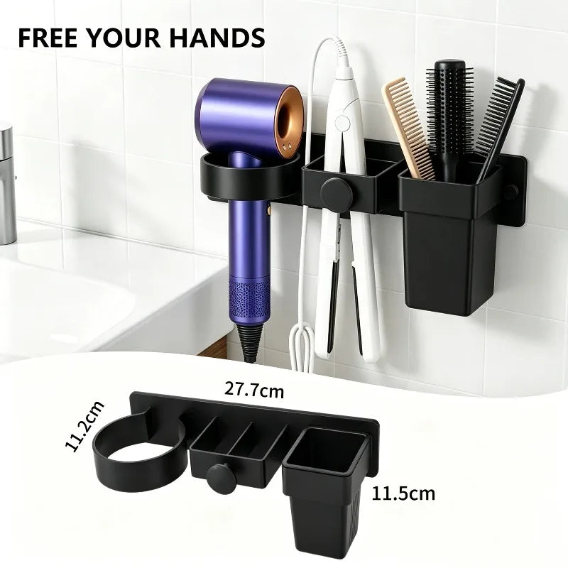 Wall Mount Hair Dryer Holder & Styling Tools Organizer Rack Hair Tool Organizer Nixie B-black